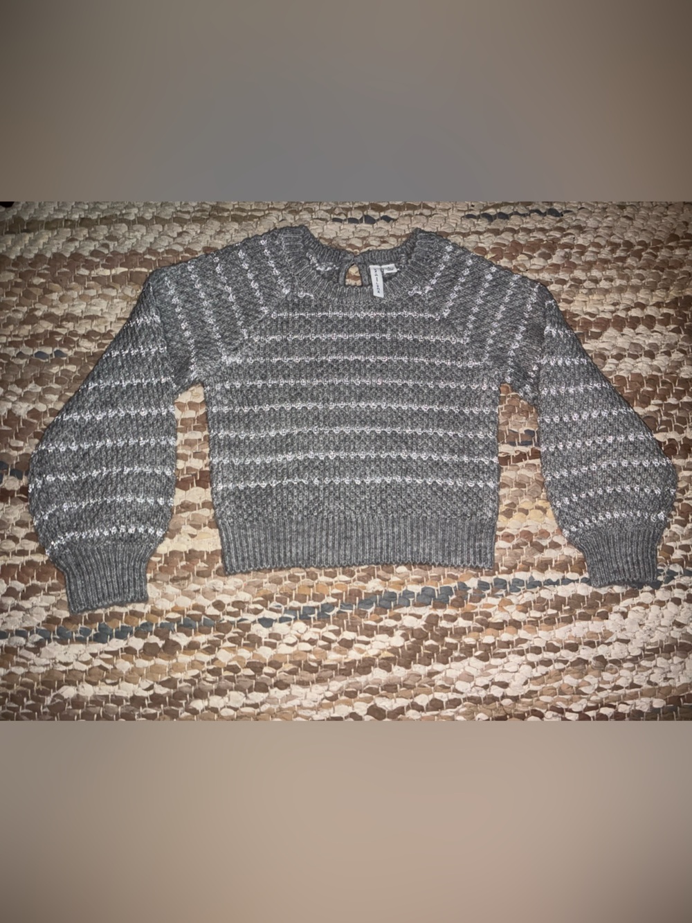 Janie and Jack Gray Striped Crewneck Sweater